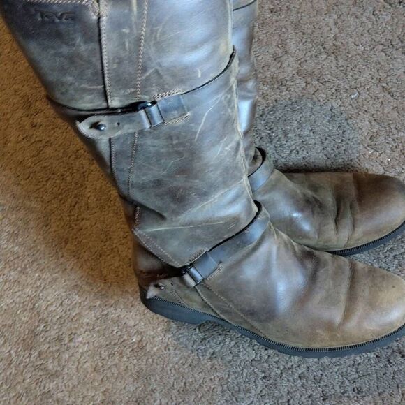 Teva De La Vina Boots Women's Size 9 Brown Waterproof Leather Buckle Tall Riding - Picture 6 of 16